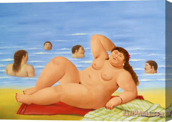 Fernando Botero Nude on The Beach, 2000 Stretched Canvas Print / Canvas Art