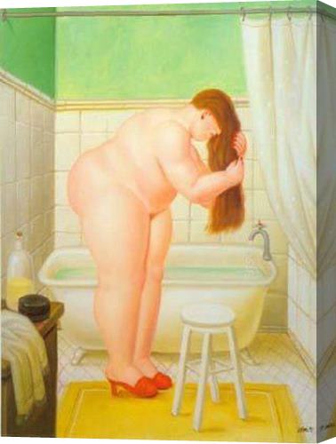 Fernando Botero The Bathroom Stretched Canvas Painting / Canvas Art