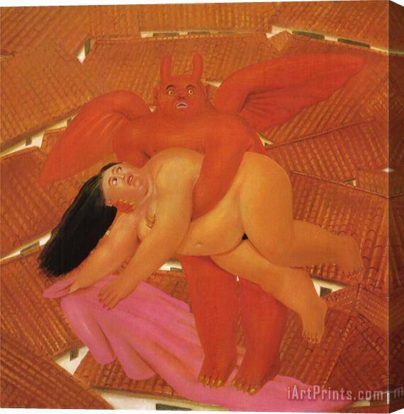 fernando botero Woman Abducted by The Demon Stretched Canvas Painting / Canvas Art