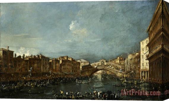 Francesco Guardi Regatta at The Rialto Bridge Stretched Canvas Painting / Canvas Art