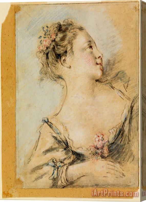 Francois Boucher Bust of a Young Girl Stretched Canvas Print / Canvas Art