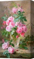 Death And Life Canvas Prints - Still life of roses in a glass vase by Frans Mortelmans