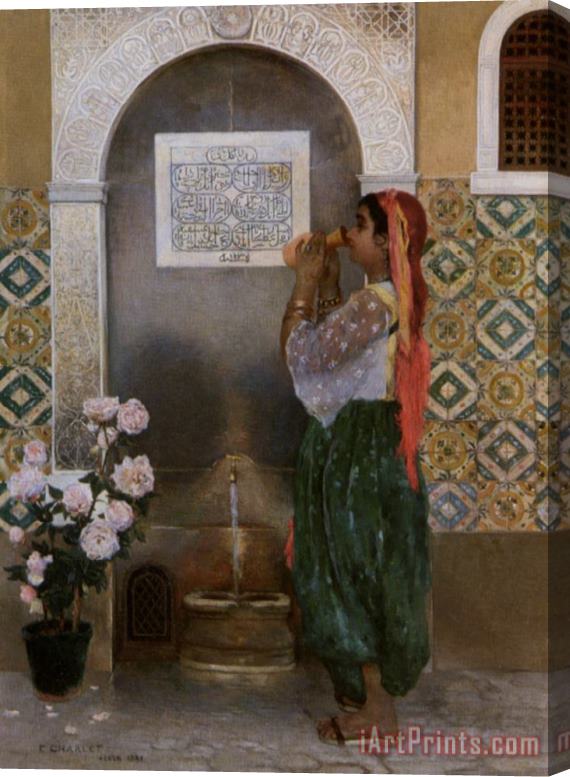 Frantz Charlet Algerian Girl Beside a Fountain Stretched Canvas Print / Canvas Art