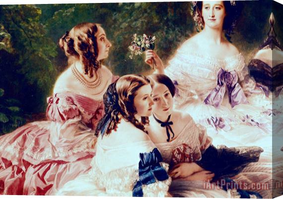 Franz Xaver Winterhalter Empress Eugenie and her Ladies in Waiting Stretched Canvas Print / Canvas Art