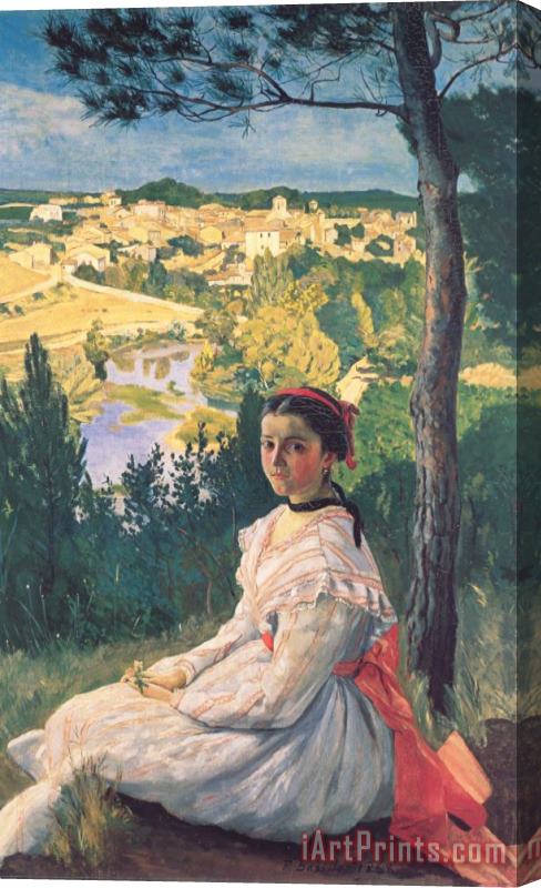 Frederic Bazille View of The Village Stretched Canvas Print / Canvas Art