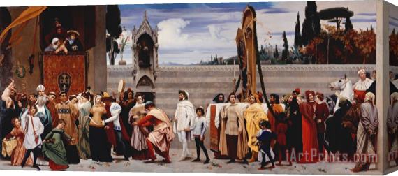 Frederic Leighton Cimabue's Madonna Carried in Procession 2 Stretched Canvas Painting / Canvas Art