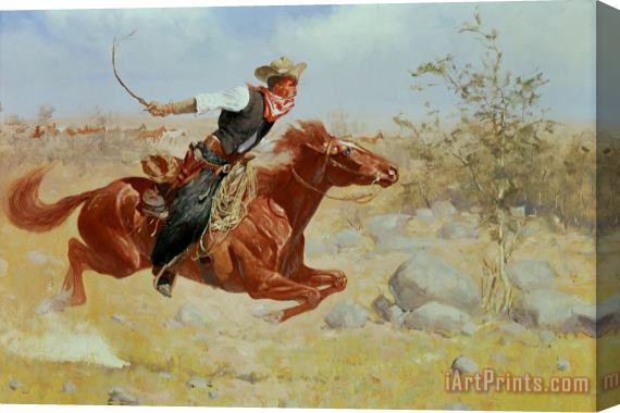 Frederic Remington Galloping Horseman Stretched Canvas Painting / Canvas Art