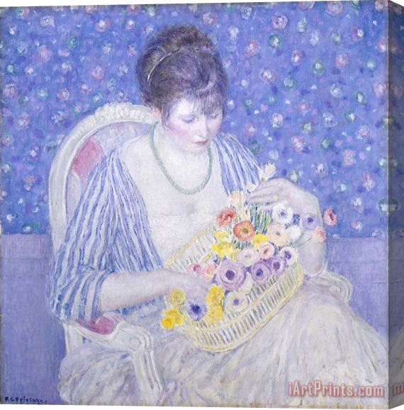 Frederick Carl Frieseke The Basket of Flowers Stretched Canvas Print / Canvas Art
