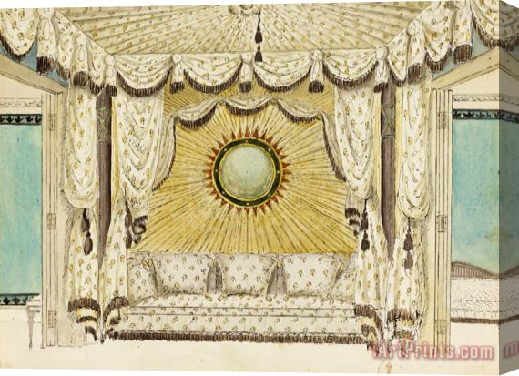 Frederick Crace Design for Bed with Tented Alcove, Probably for The Prince of Wales's Bedroom Or Boudoir, Royal Pavi... Stretched Canvas Print / Canvas Art