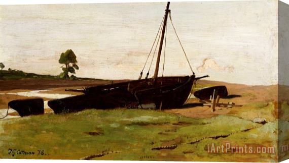 Frederick George Cotman Stranded Boats Porlock Weir Stretched Canvas Print / Canvas Art