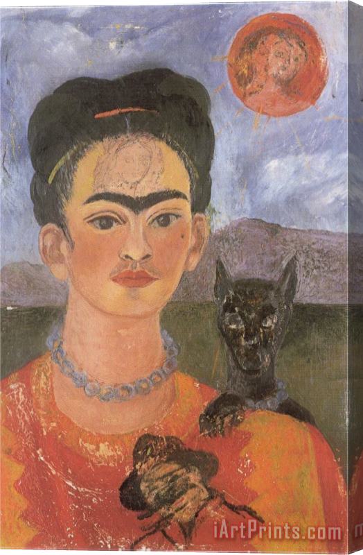 Frida Kahlo Self Portrait with a Portrait of Diego on The Breast And Maria Between The Eyebrows 1954 Stretched Canvas Print / Canvas Art