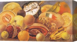 Death And Life Canvas Prints - Still Life with Parrot And Fruit 1951 by Frida Kahlo