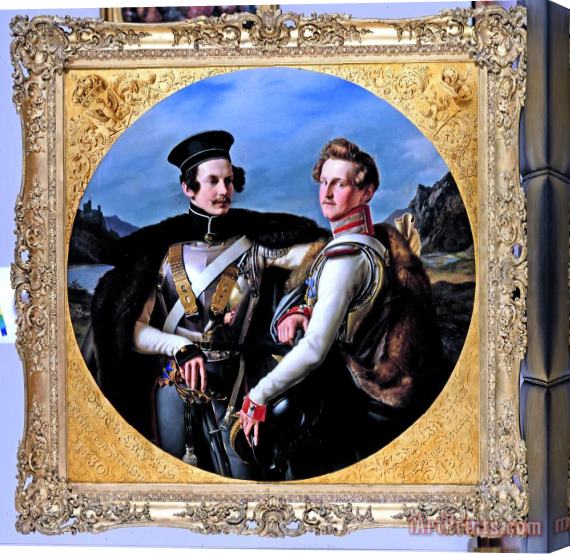 Friedrich Wilhelm Schadow Double Portrait of Princes Friedrich Wilhelm of Prussia And Wilhelm Zu Solms Braunfels in a Cuirassi... Stretched Canvas Painting / Canvas Art