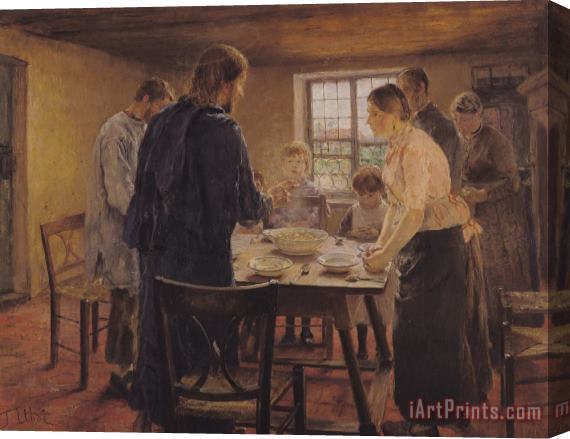 Fritz von Uhde Christ With The Peasants Stretched Canvas Painting / Canvas Art