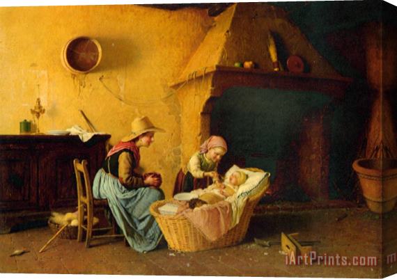 Gaetano Chierici Feeding The Baby Stretched Canvas Print / Canvas Art