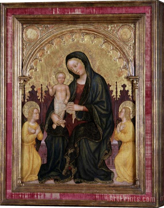 Gentile da Fabriano Enthroned Madonna And Child with Two Angels Stretched Canvas Painting / Canvas Art