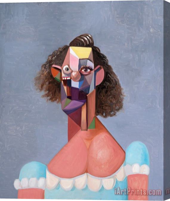 George Condo Young Girl with Blue Dress, 2007 Stretched Canvas Painting / Canvas Art