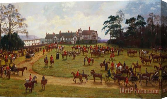 George Goodwin Kilburne The Cheshire Hunt The Meet At Calveley Hall Stretched Canvas Print / Canvas Art