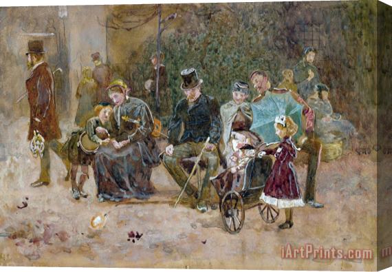 George John Pinwell Study For A Seat In St James's Park Stretched Canvas Print / Canvas Art