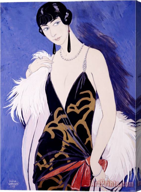 Georges Barbier Beauty in Blue Stretched Canvas Print / Canvas Art