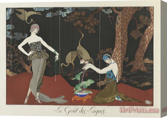 Georges Barbier Le Gout Des Laques From The Portfolio, Le Bonheur Du Jour, Ou, Les Graces a La Mode Stretched Canvas Print / Canvas Art