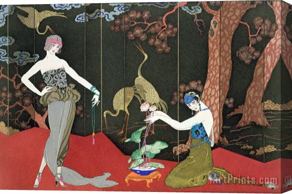 Georges Barbier The Fashion For Lacquer Stretched Canvas Print / Canvas Art
