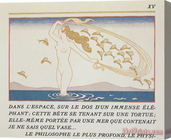 Georges Barbier Woman Wading Through Water Stretched Canvas Print / Canvas Art
