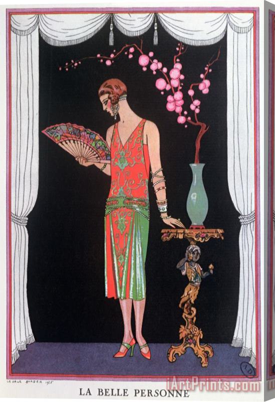 Georges Barbier Worth Evening Dress Fashion Plate From Gazette Du Bon Ton Stretched Canvas Print / Canvas Art