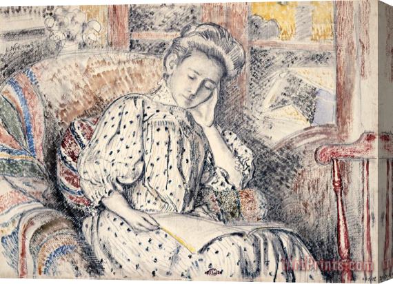 Georges Lemmen Femme Se Reposant Sur Un Divan Stretched Canvas Print / Canvas Art