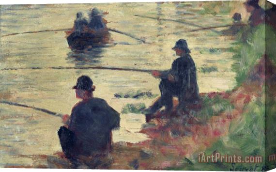 Georges Pierre Seurat Anglers Stretched Canvas Painting / Canvas Art