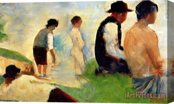 Georges Pierre Seurat Five Male Figures Possible Preparatory Sketch For The ''bathers At Asnieres.'' Stretched Canvas Painting / Canvas Art