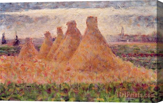 Georges Pierre Seurat Straw Stacks Stretched Canvas Painting / Canvas Art