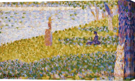 Georges Pierre Seurat Women On The River Bank Stretched Canvas Painting / Canvas Art