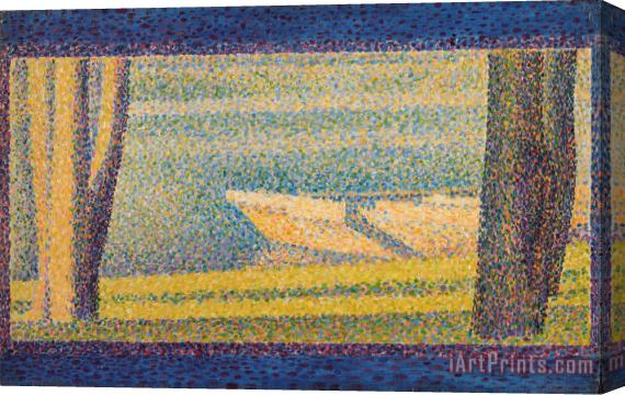Georges Seurat Moored Boats And Trees Stretched Canvas Painting / Canvas Art
