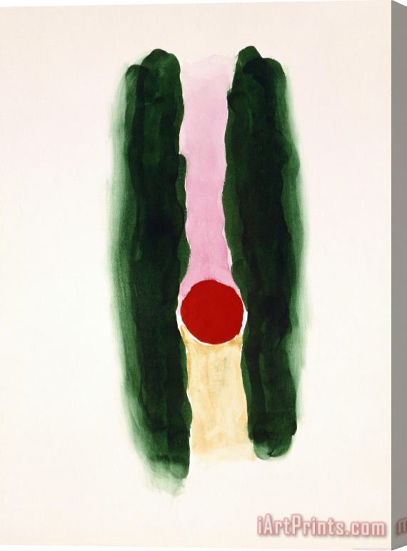 Georgia O'keeffe Abstraction Dark Green Lines with Red And Pink, 1970s Stretched Canvas Print / Canvas Art