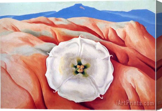 Georgia O'keeffe Red Hills And White Flower II Stretched Canvas Painting / Canvas Art