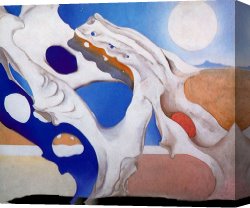 Moon of The Barbarians Luna Der Barbaren Canvas Prints - Shadow with Pelvis And Moon 1943 by Georgia O'keeffe