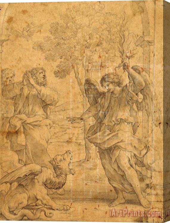 Giovanni Francesco Romanelli Archangel Uriel And The Dragon Stretched Canvas Print / Canvas Art