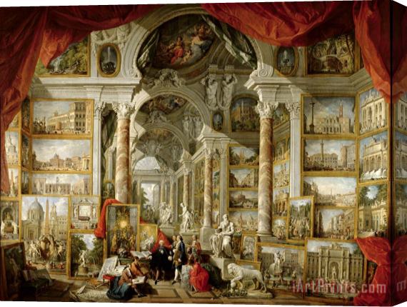 Giovanni Paolo Panini Gallery with Views of Modern Rome Stretched Canvas Print / Canvas Art