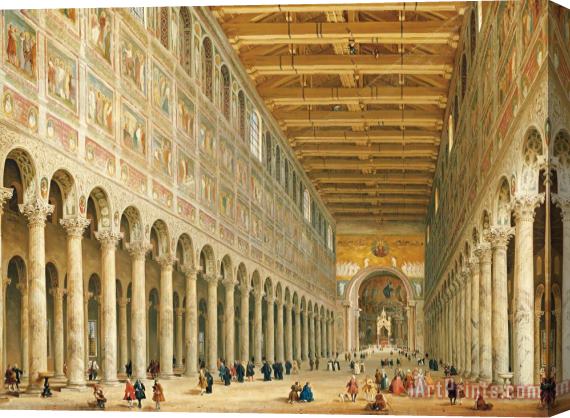 Giovanni Paolo Panini Interior Of San Paolo Fuori Le Mura Stretched Canvas Print / Canvas Art