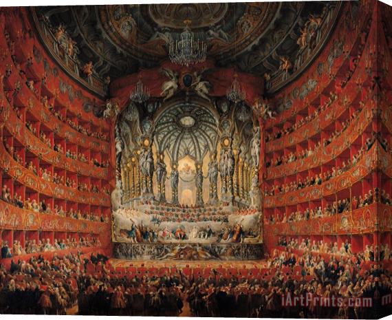 Giovanni Paolo Pannini or Panini Concert given by Cardinal de La Rochefoucauld at the Argentina Theatre in Rome Stretched Canvas Print / Canvas Art