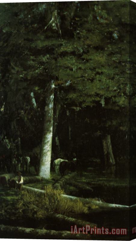 Giuseppe De Nittis Wood Felling in a Forest Stretched Canvas Print / Canvas Art