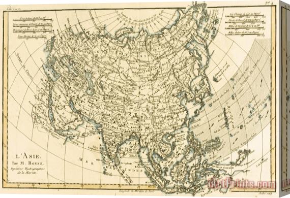 Guillaume Raynal Antique Map of Asia Stretched Canvas Print / Canvas Art