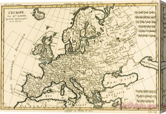 Guillaume Raynal Map of Europe Stretched Canvas Print / Canvas Art