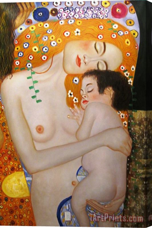 Gustav Klimt Mother And Child Stretched Canvas Painting / Canvas Art