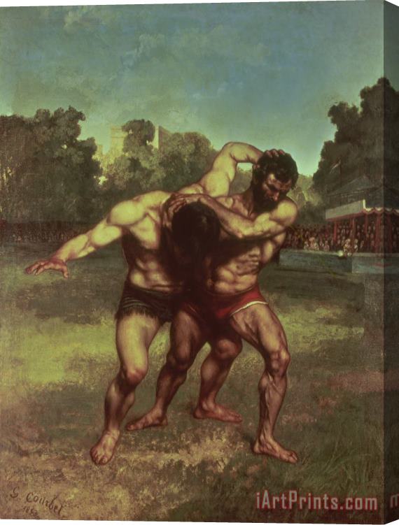 Gustave Courbet The Wrestlers Stretched Canvas Print / Canvas Art