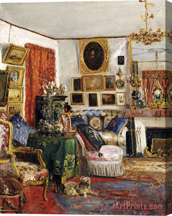 Gustave De Launay An Interior of a Sitting Room Stretched Canvas Painting / Canvas Art