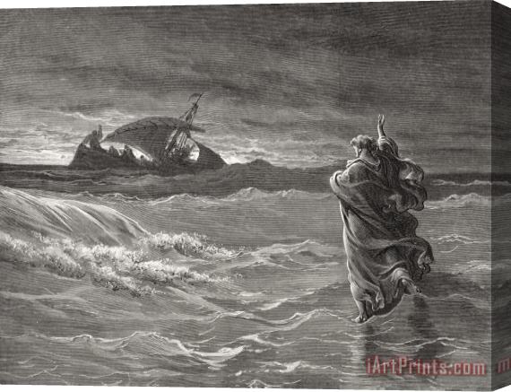 Gustave Dore Jesus Walking On The Sea John 6 19 21 Stretched Canvas Print / Canvas Art