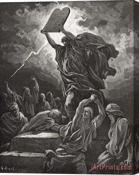 Gustave Dore Moses Breaking The Tablets Of The Law Stretched Canvas Painting / Canvas Art