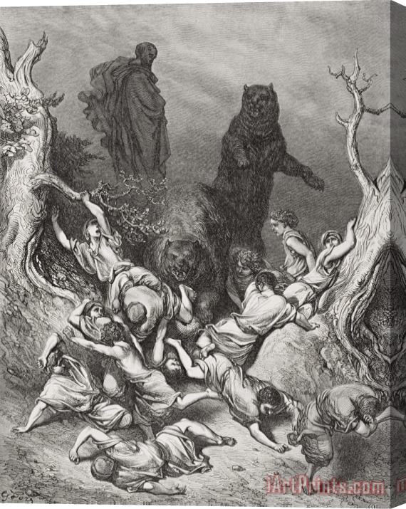 Gustave Dore The Children Destroyed By Bears Stretched Canvas Print / Canvas Art